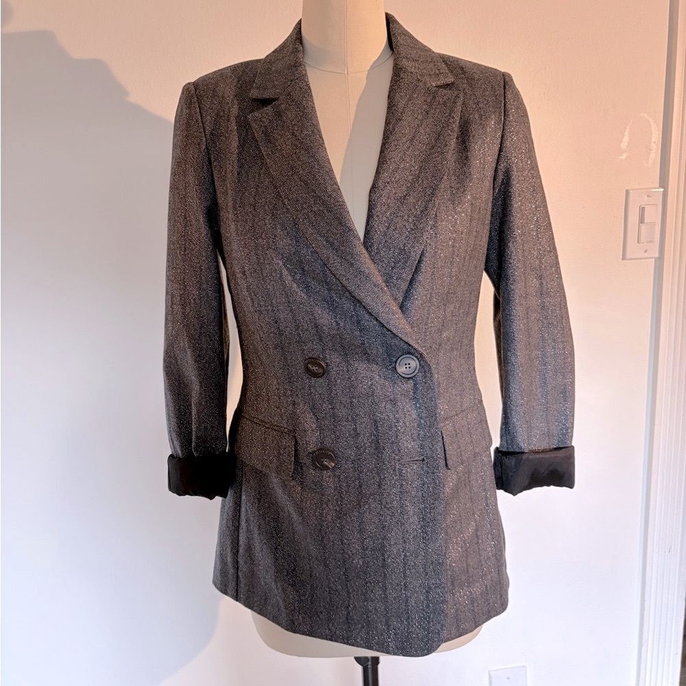 Peserico Charcoal Double-Breasted Blazer